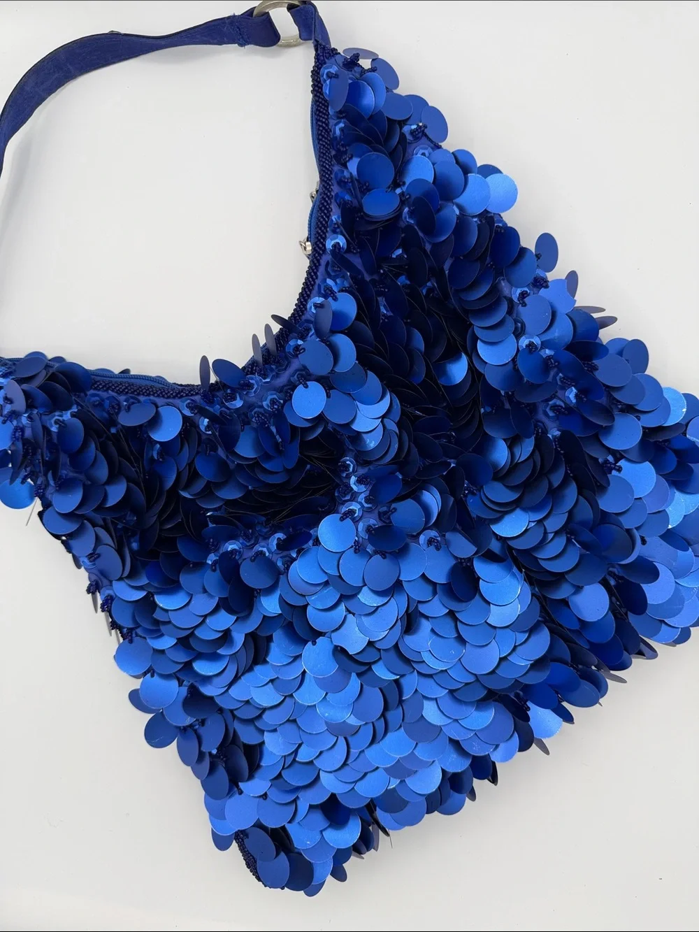 Blue Sequin Hobo Bag - Women's Shoulder Bag